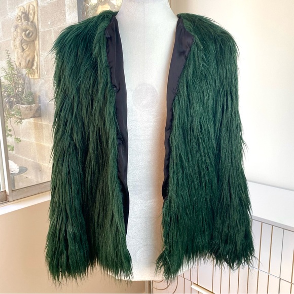 Zara Emerald Faux Fur Jacket - Picture 5 of 13